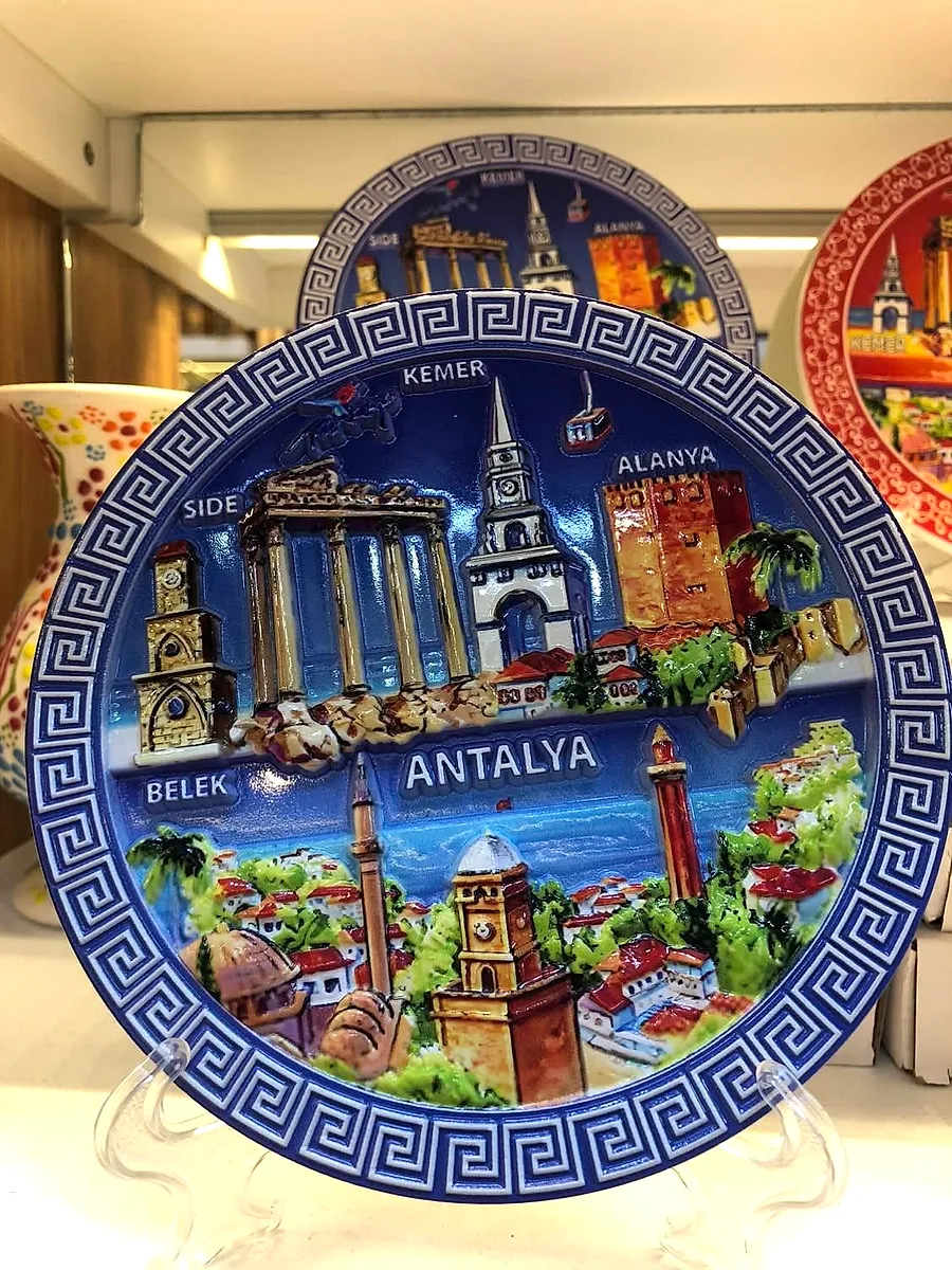 Antalya Hatıra Tabağı – Mavi Meander