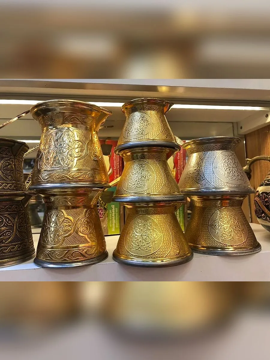 El İşlemeli Cezve – Altın / Gümüş