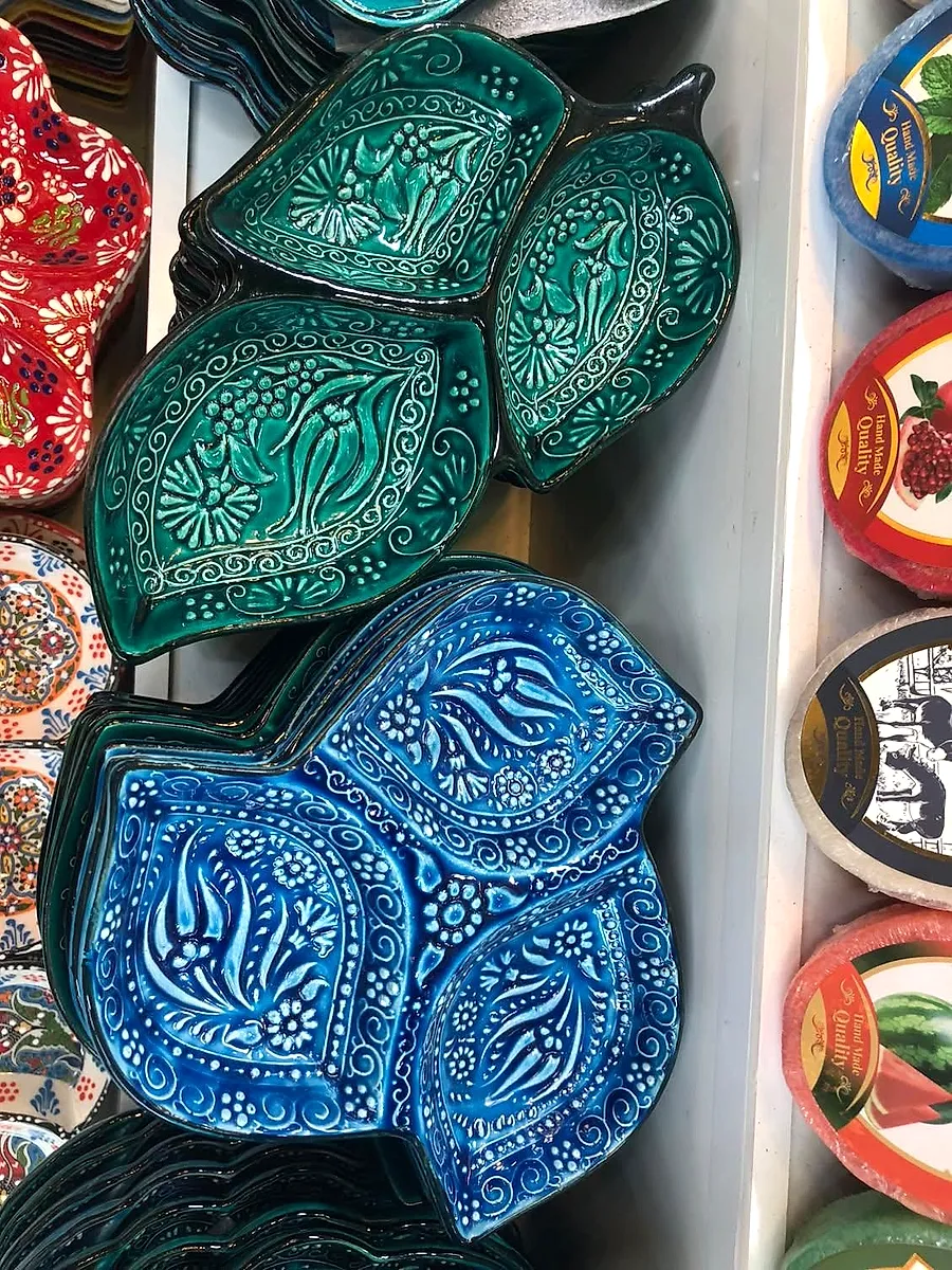 El Yapımı Çini Yaprak Kase